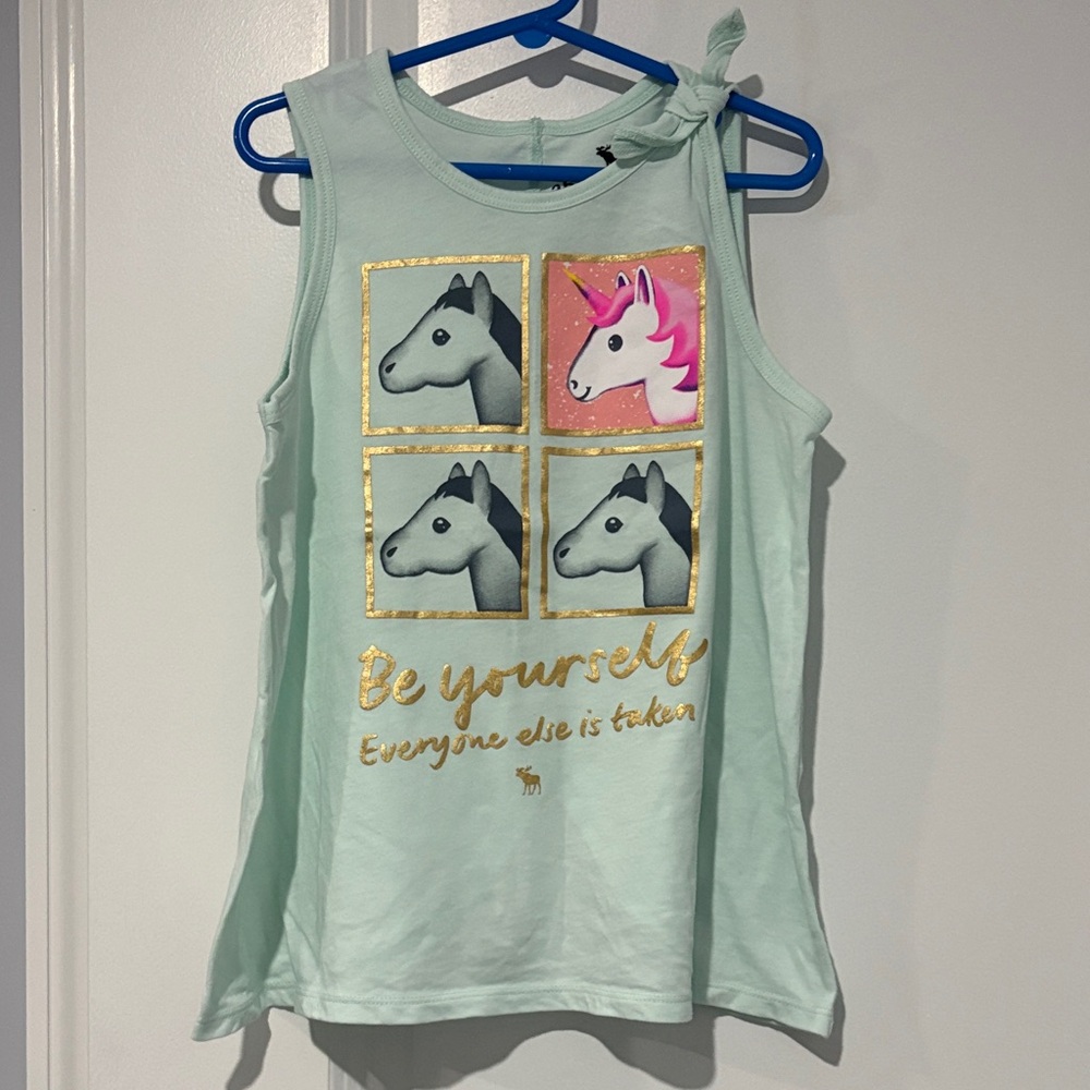 Abercrombie Kids Mint Unicorn Tank Top Girls Size 9/10